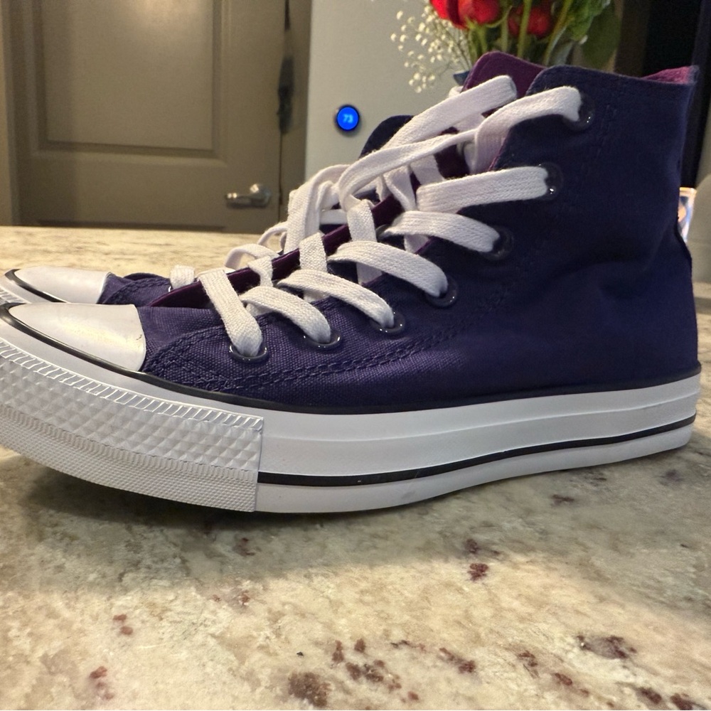 Converse High-Top Sneakers in Purple and White